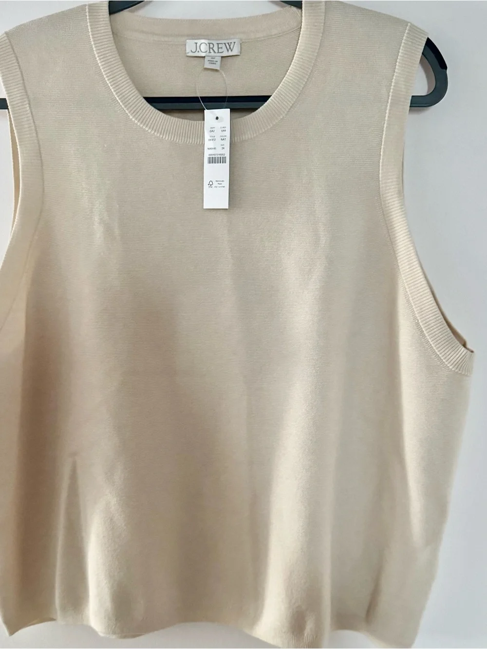 NWT J. Crew Sleeveless Knit Shell Lyocell Blend color “Natural” Size 3X